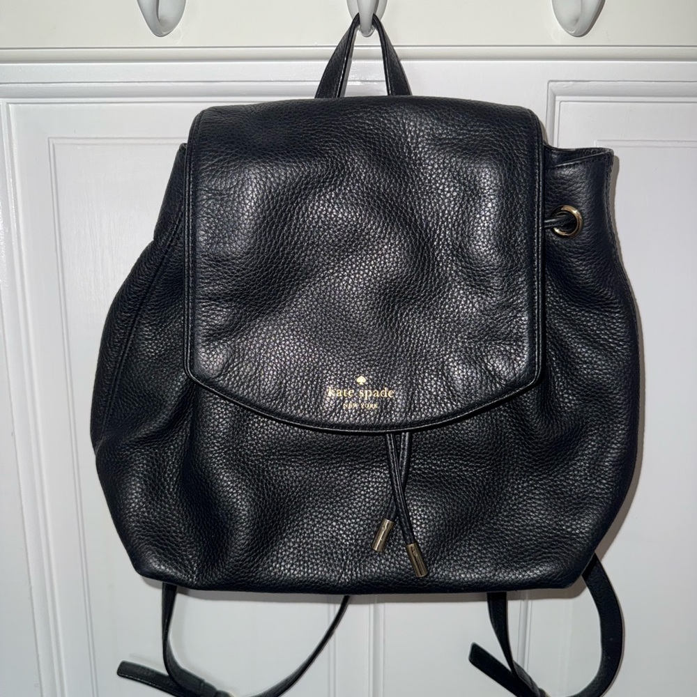Kate Spade Pebbled Black Leather Backpack
